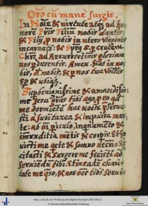 [5r-6v] Oratio cum mane surgis et Alia brevior Oratio