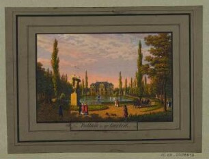 Ansicht vom Palais im Großen Garten, kol. Radierung, 1840 : Pallais i. d. gr. Garten, [ca. 1840]. - 1 Kunstblatt : kol. Radierung ; 10,3 x 6,7 cm