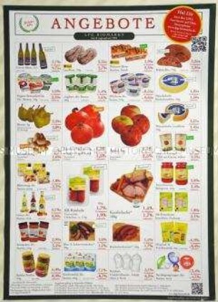 Werbeplakat des LPG-Biomarktes mit diversen Lebensmittelangeboten