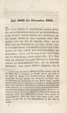 Juli 1813 bis November 1815