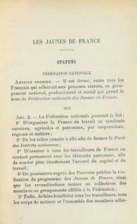 Les Jaunes De France Statuts