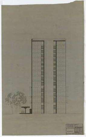 Hochschulbibliothek, Karlsruhe Neubau: Südansicht, 1:100