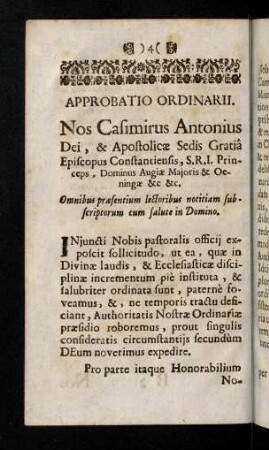 4-7, Approbatio Ordinarii