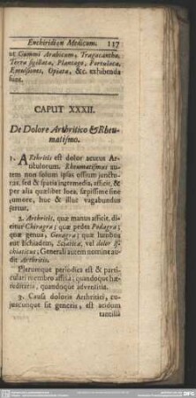 Caput XXXII. De Dolore Arthritico & Rheumatismo