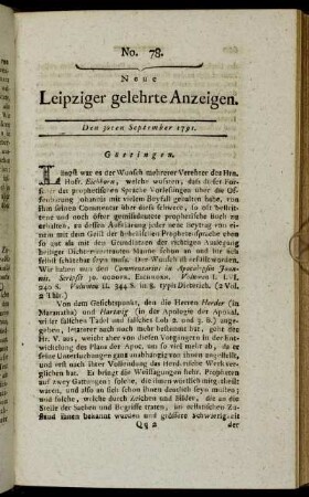 No. 78. Den 30ten September 1791.
