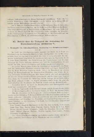 XI. Bericht über die Thätigkeit der Abtheilung für Küstenbeschreibung (Abtheilung V).