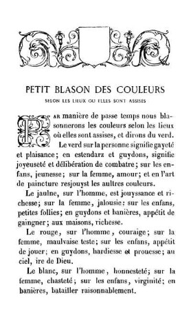 Petit Blason Des Couleurs Selon Les Lieux Ou Elles Sont Assises