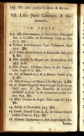VII. Libri Juris Canonici, & Criminalis.