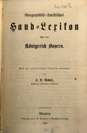 Geographisch-statistisches Hand-Lexikon über das Königreich Bayern