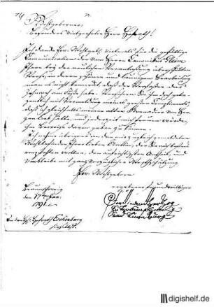 2: Brief von Herzog Ferdinand zu Braunschweig-Lüneburg an Johannes Joachim Eschenburg