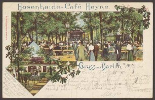 Ansichtskarte "Hasenheide-Café Heyne", koloriert [2/2]