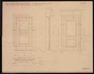 Schloss Posen, Posen Umbau: Ansichten, Grundriss und Schnitt Türen 1.OG 1:10