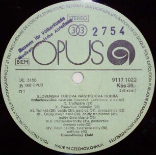 Slovenská l'udová nástrojová hudba Antólogia. Slovak Instrumental Folk Music Anthology. Platte 2