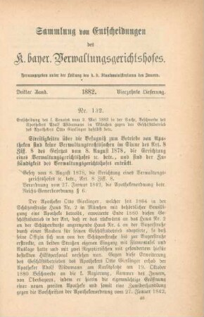 Dritter Band. 1882. Vierzehnte Lieferung. - Nr. 132. - Nr. 144.