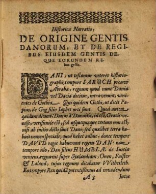 Historica narratio de origine gentis Danorum, et de regibus eiusdem gentis