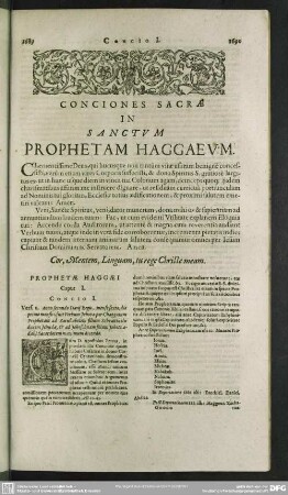 Conciones Sacrae In Sanctum Prophetam Haggaeum