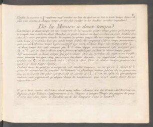 De la Mesure à deux tempa