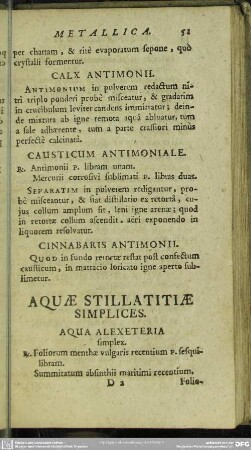 Aquae Stillatitiae Simplices