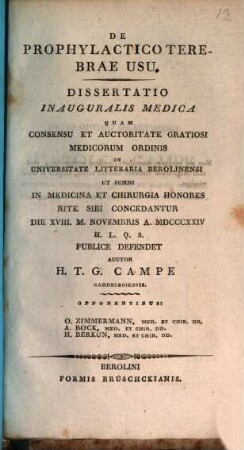 De prophylactico terebrae usu : Diss. inaug. med.