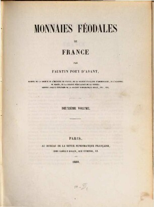 Monnaies féodales de France, 2
