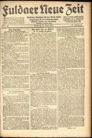 Ausgabe vom Mittwoch, den 19. April 1922.