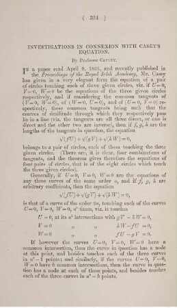 Investigations in connexion with Casey's equation.