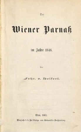 Der Wiener Parnaß im Jahre 1848