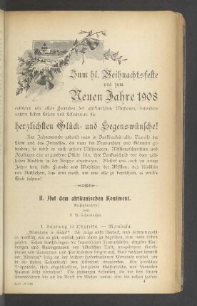 Zum hl. Veihnachtsfeste und zum Neuen Jahre 1908