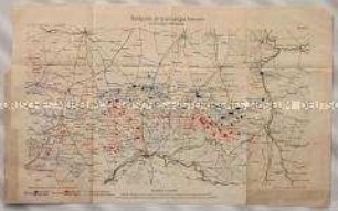 Schematische Karte der Gegend nördlich von Orléans mit den Stellungen der französischen und deutschen Armeen am Vorabend der Schlacht von Orléans im Deutsch-Französischen Krieg