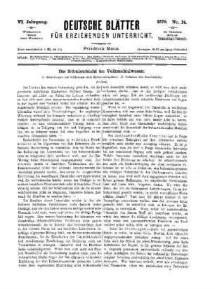 Die Schulaufsicht im Volksschulwesen : (Schluß)