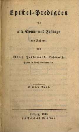 Epistel-Predigten für alle Sonn- und Festtage des Jahres, 3