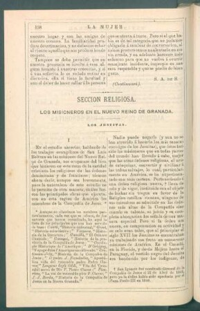 Sección religiosa. : Los misioneros en el Nuevo Reino de Granada. Los Jesuitas.