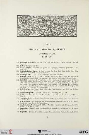 II. Tag: Mittwoch, den 24. April 1912, Vormittag 10 Uhr (Nr. 205-392)
