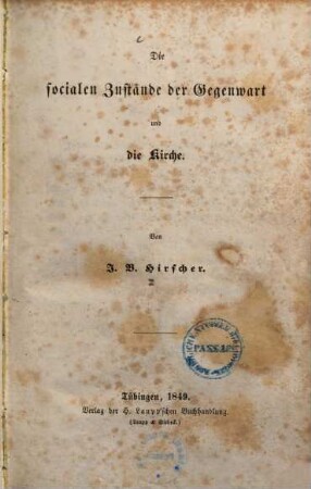 Die socialen Zustände der Gegenwart und die Kirche