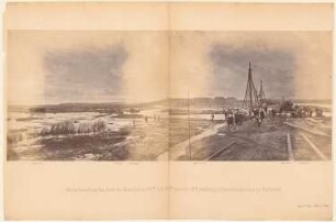 Wiederherstellung des durch die Sturmflut am 13. November 1872 beschädigten Eisenbahndamms, Greifswald: Fotografie von den Wiederherstellungsarbeiten
