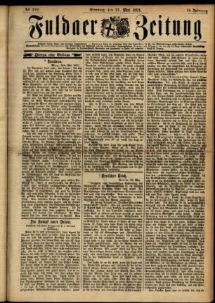 Erste Ausgabe vom Sonntag, den 31. Mai 1891.