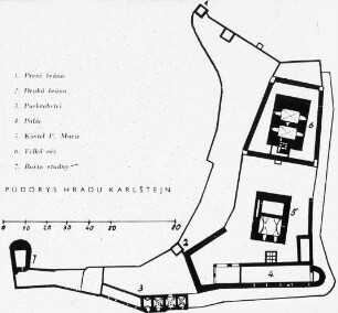 Karlštejn / Karlstein (Tschechien), Burg Karlštejn, Grundriss