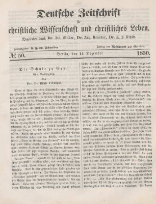 393-399 Die Schule zu Genf : Eine Berichtigung