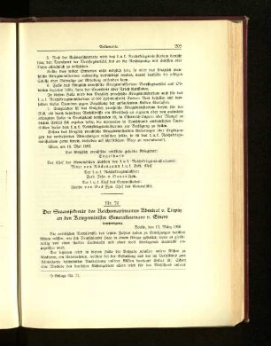 Nr. 70. Der Staatssekretär des Reichsmarineamts Admiral v. Tirpitz an den Kriegsminister Generalleutnant v. Einem