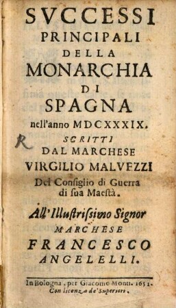 Successi principali della Monarchia di Spagna n. a. 1639
