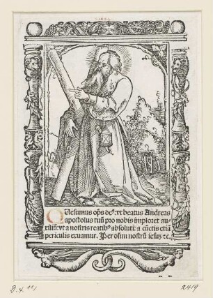 Heiliger Andreas, aus: Peter Apian, "Hortulus anime", Nürnberg 1517
