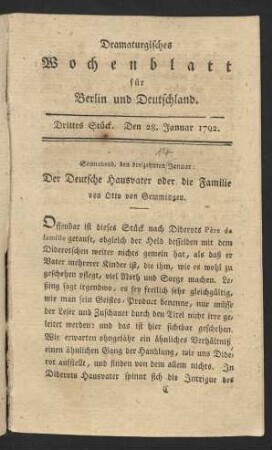 Drittes Stück. Den 28. Januar 1792