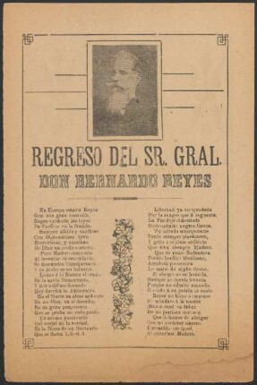 Regreso del Sr. Gral. Don Bernardo Reyes