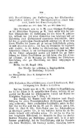 Besondere Beaufsichtigung eines Schulbaues; Aufbringung der Kosten derselben : [V. Elementarschulwesen]