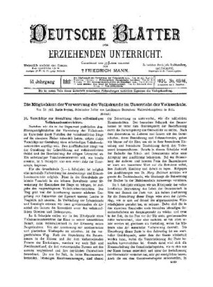 Die Möglichkeit der Verwertung der Volkskunde im Unterricht der Volksschule : (Schluß)