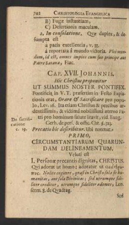 Cap. XVII. Johannis. Hic Christus proponitur Ut Summus Noster Pontifex ...