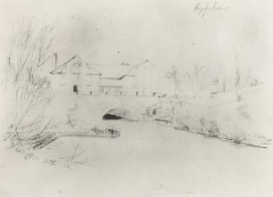Fabrikgebäude am Wasser : Blechen, Karl, Fabrikgebäude am Wasser, Grafik