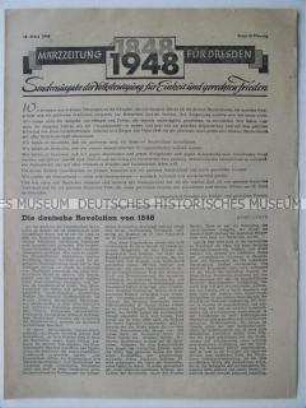 Sonderdruck der Volksbewegung für Einheit und gerechten Frieden zum 100. Jahrestag der Revolution von 1848