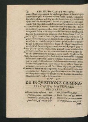 Cap. IV. De Inquisitionis Criminalis Causa Materiali.