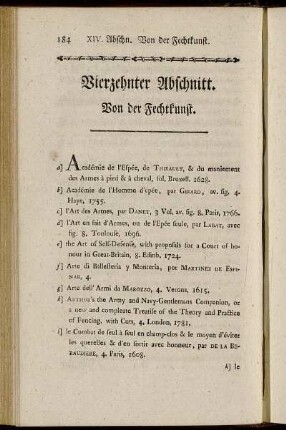 Vierzehnter Abschnitt. Von der Fechtkunst.